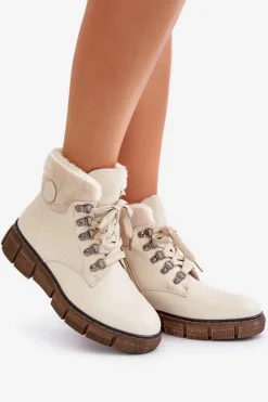 Boto Botki Ocieplane|Damskie Trapery*Damskie Ocieplane Botki Trapery Na Zamek Beżowe Mevanisa Beżowy