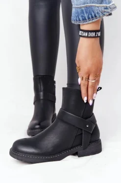 New Boto Damskie Ocieplane Botki Workery Czarne Alivia