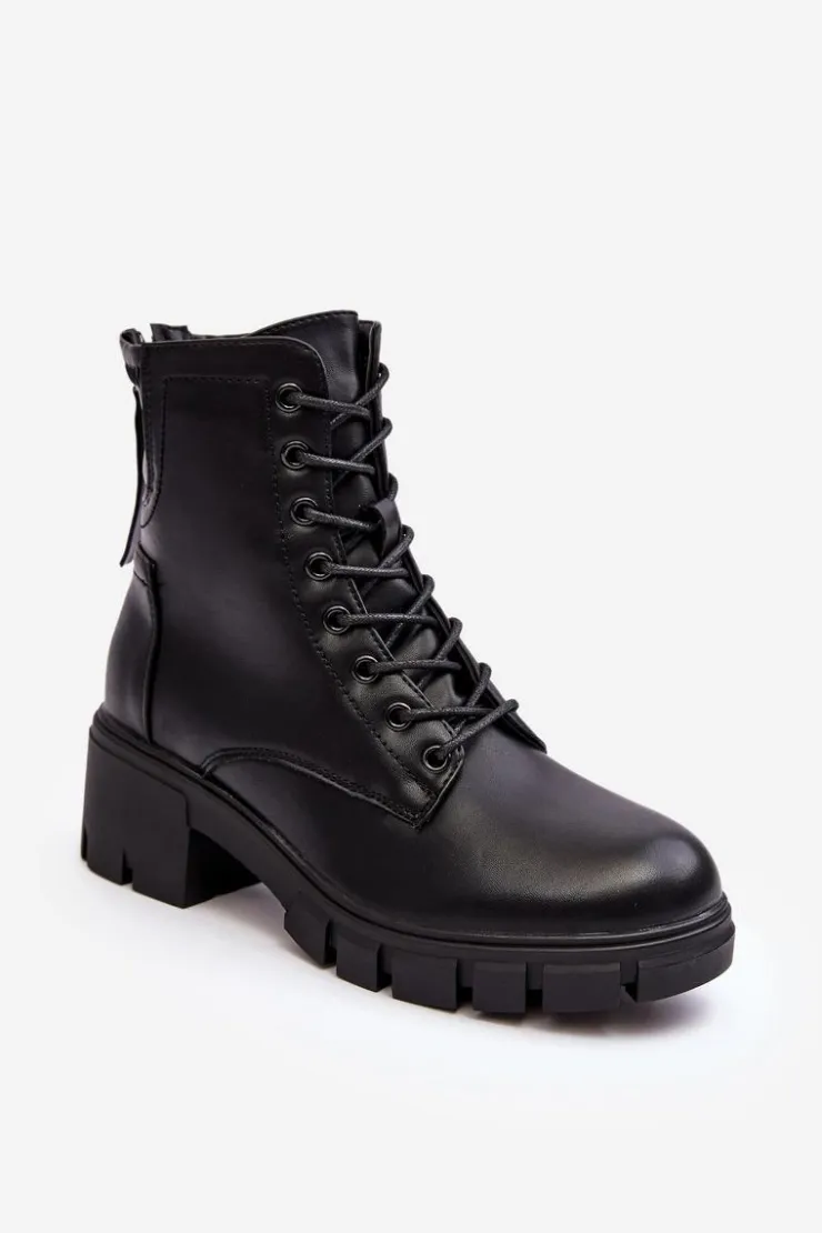 Hot Buty damskie Vinceza Damskie Ocieplane Botki Workery Na Suwak Czarne Evrarda