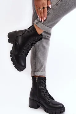 Hot Buty damskie Vinceza Damskie Ocieplane Botki Workery Na Suwak Czarne Evrarda