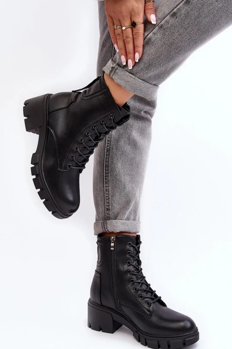 Hot Buty damskie Vinceza Damskie Ocieplane Botki Workery Na Suwak Czarne Evrarda