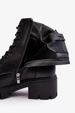 Hot Buty damskie Vinceza Damskie Ocieplane Botki Workery Na Suwak Czarne Evrarda