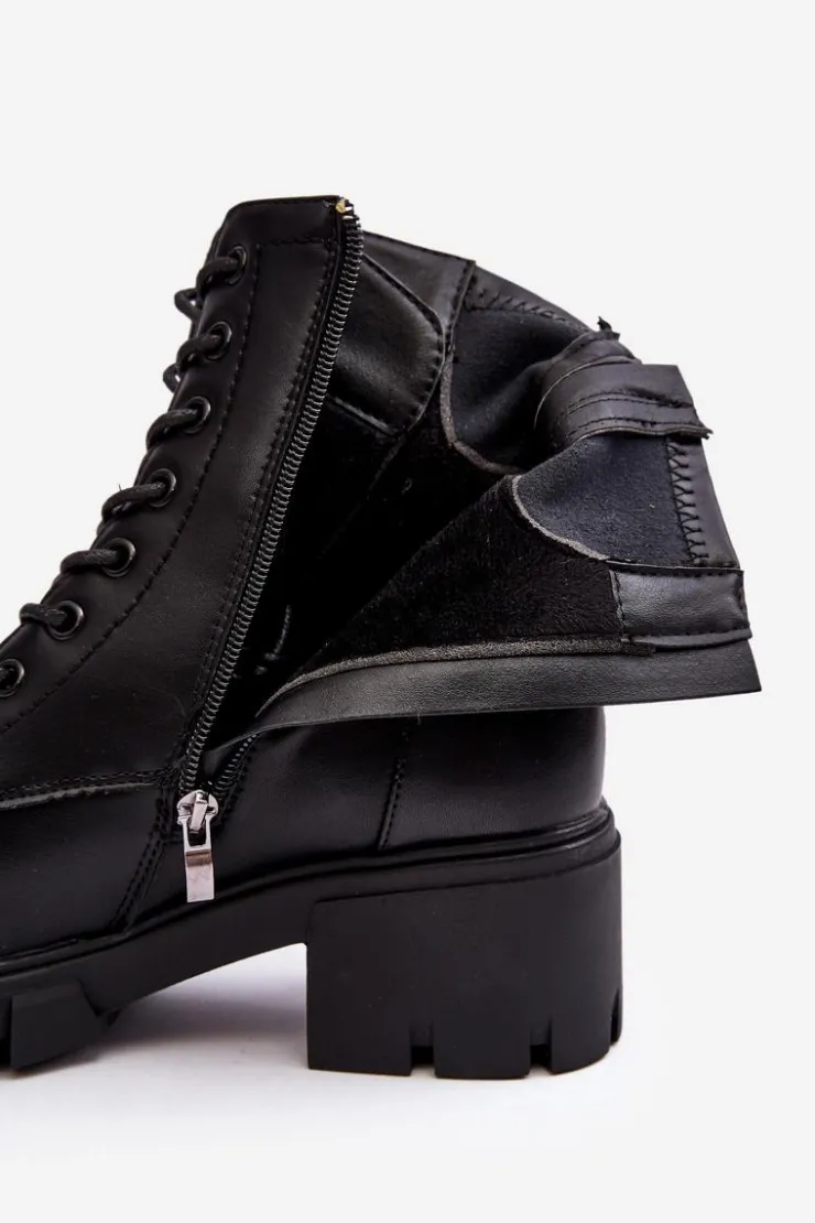 Hot Buty damskie Vinceza Damskie Ocieplane Botki Workery Na Suwak Czarne Evrarda