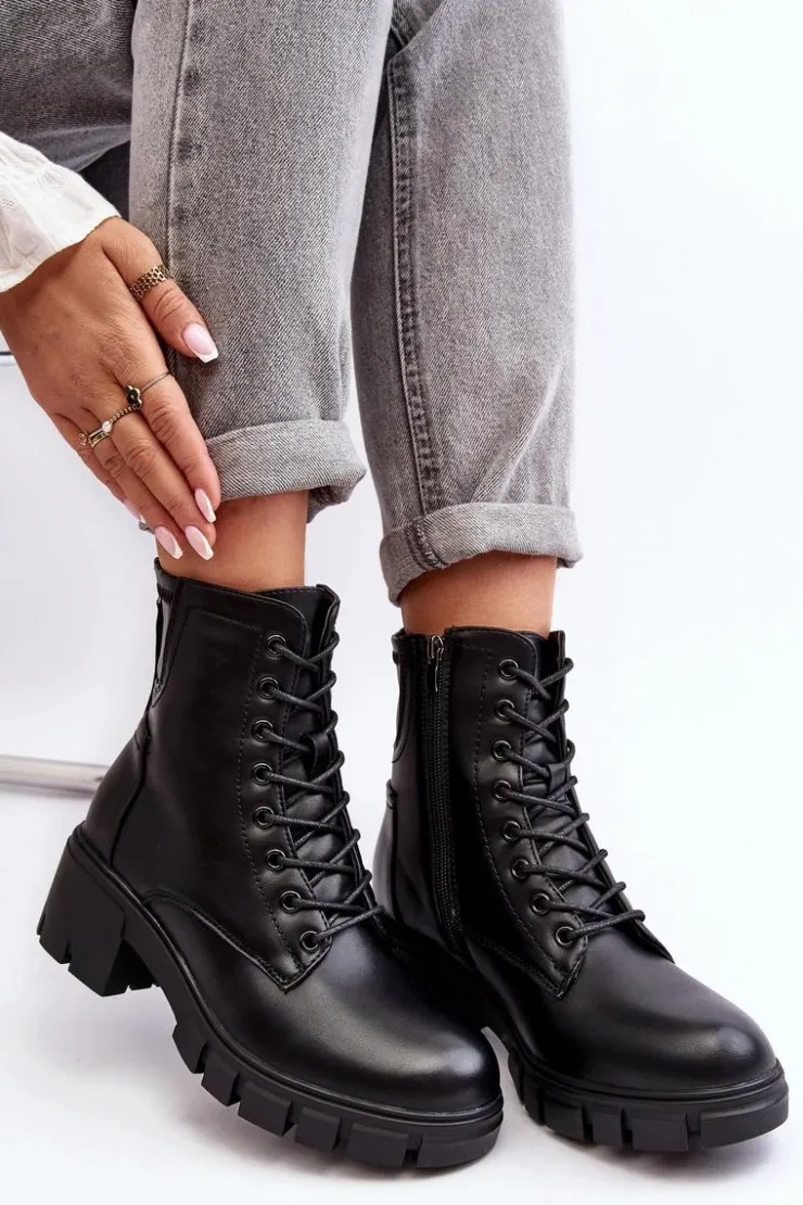 Hot Buty damskie Vinceza Damskie Ocieplane Botki Workery Na Suwak Czarne Evrarda