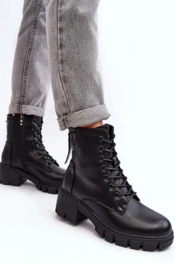 Hot Buty damskie Vinceza Damskie Ocieplane Botki Workery Na Suwak Czarne Evrarda