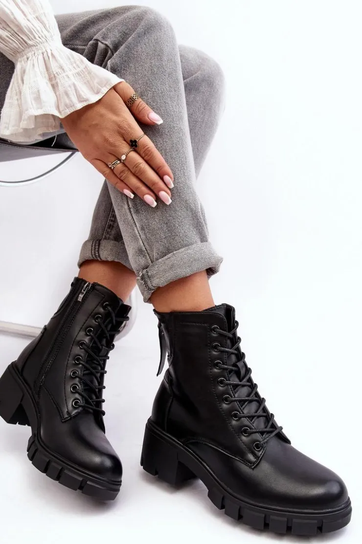 Hot Buty damskie Vinceza Damskie Ocieplane Botki Workery Na Suwak Czarne Evrarda