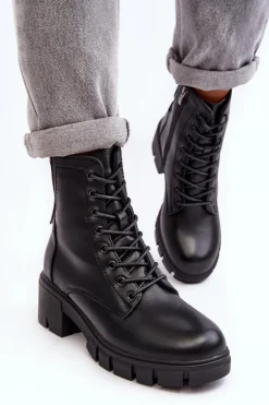 Hot Buty damskie Vinceza Damskie Ocieplane Botki Workery Na Suwak Czarne Evrarda