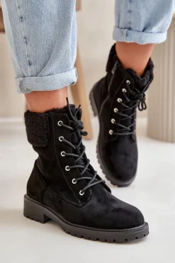 Damskie Boto Damskie Ocieplane Botki Workery Na Zamek Czarne Mivael