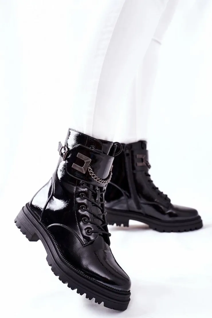 Discount Damskie buty S.Barski Damskie Ocieplane Botki Workery Czarne Vanquish