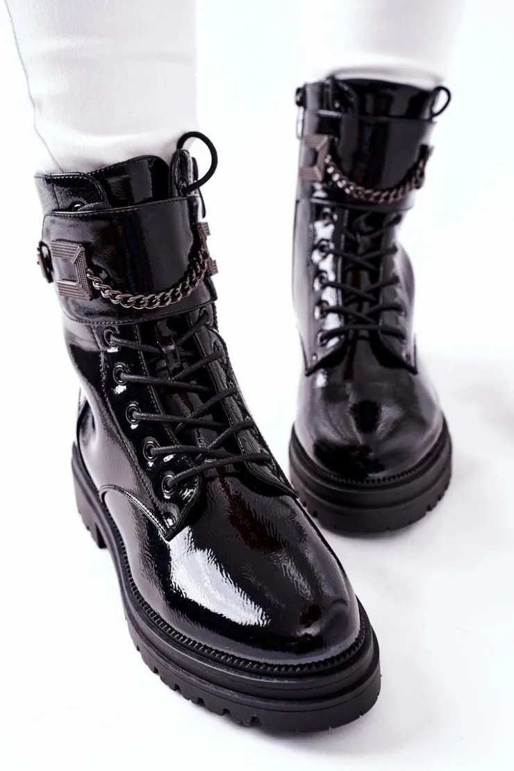 Discount Damskie buty S.Barski Damskie Ocieplane Botki Workery Czarne Vanquish