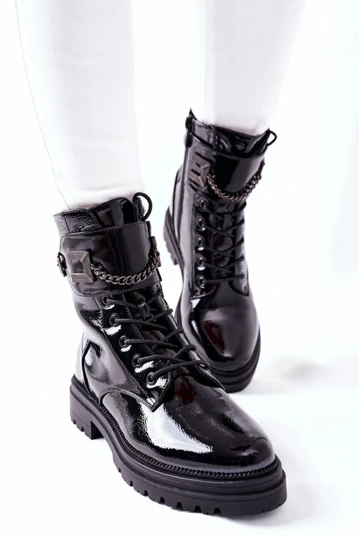 Discount Damskie buty S.Barski Damskie Ocieplane Botki Workery Czarne Vanquish