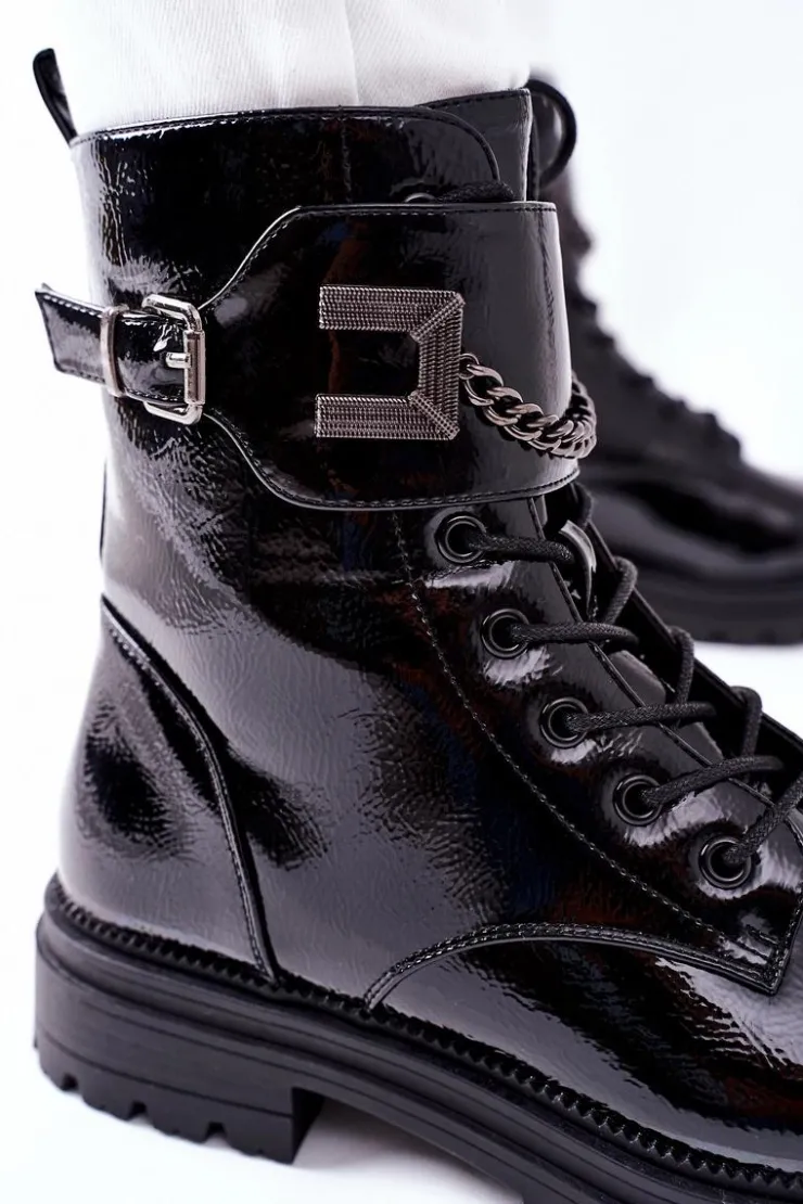 Discount Damskie buty S.Barski Damskie Ocieplane Botki Workery Czarne Vanquish