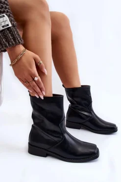 Damskie Boto Damskie Ocieplane Botki Wsuwane Czarne Calan