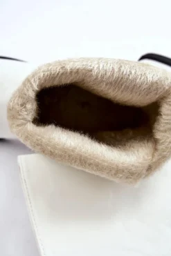 Outlet Boto Damskie Ocieplane Botki Wsuwane Białe Calan