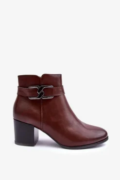 Best Buty Sergio Leone Damskie Ocieplane Botki Z Ozdobą Brązowe Astrid