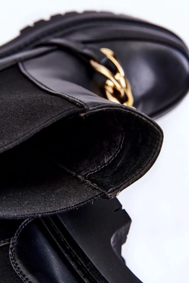 Sale Boto Damskie Ocieplane Botki Z Ozdobą Na Przodzie Czarne Tilda