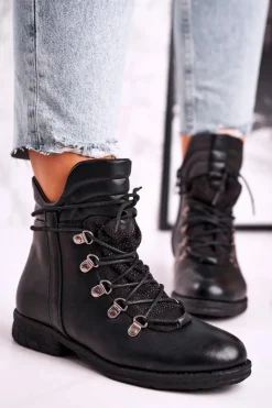 Damskie Boto Damskie Ocieplane Botki z Cyrkoniami Czarne Gisele