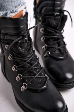 Damskie Boto Damskie Ocieplane Botki z Cyrkoniami Czarne Gisele