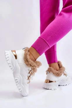 New Boto Damskie Ocieplane Buty Sportowe Sznurowane Białe Kerberos