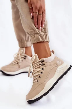 Boto Trekkingowe Damskie|Damskie Trapery*Damskie Ocieplane Buty Trekkingowe Trapery Jasnobeżowe Otto