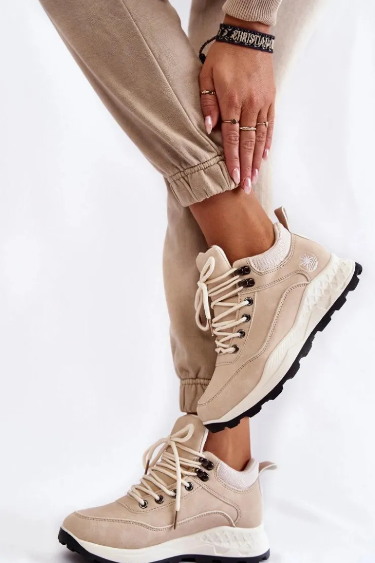 Boto Trekkingowe Damskie|Damskie Trapery*Damskie Ocieplane Buty Trekkingowe Trapery Jasnobeżowe Otto