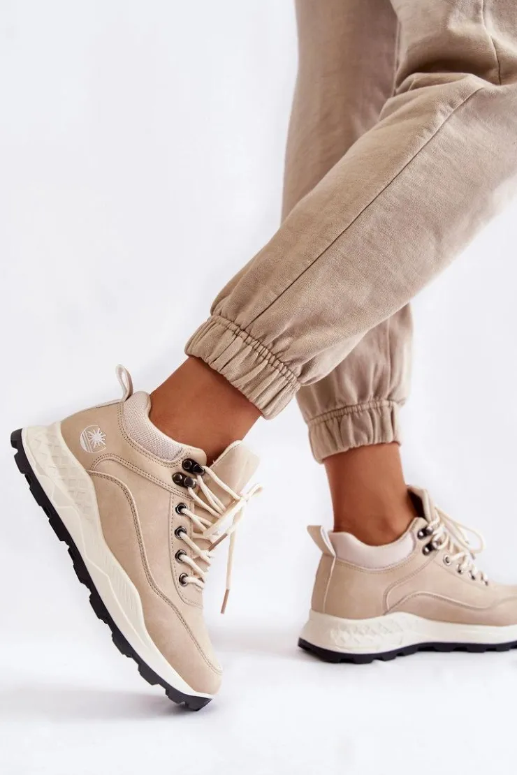 Boto Trekkingowe Damskie|Damskie Trapery*Damskie Ocieplane Buty Trekkingowe Trapery Jasnobeżowe Otto