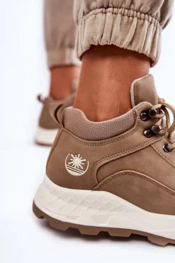 Hot Boto Damskie Ocieplane Buty Trekkingowe Trapery Beżowe Otto