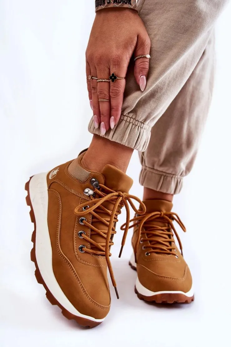 Best Boto Damskie Ocieplane Buty Trekkingowe Trapery Camel Otto