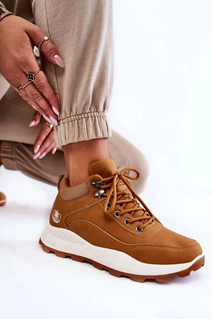 Best Boto Damskie Ocieplane Buty Trekkingowe Trapery Camel Otto