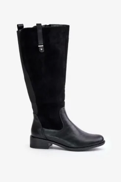 Clearance Boto Damskie Ocieplane Kozaki Przed Kolano Na Zamek Czarne Ivasira Czarny