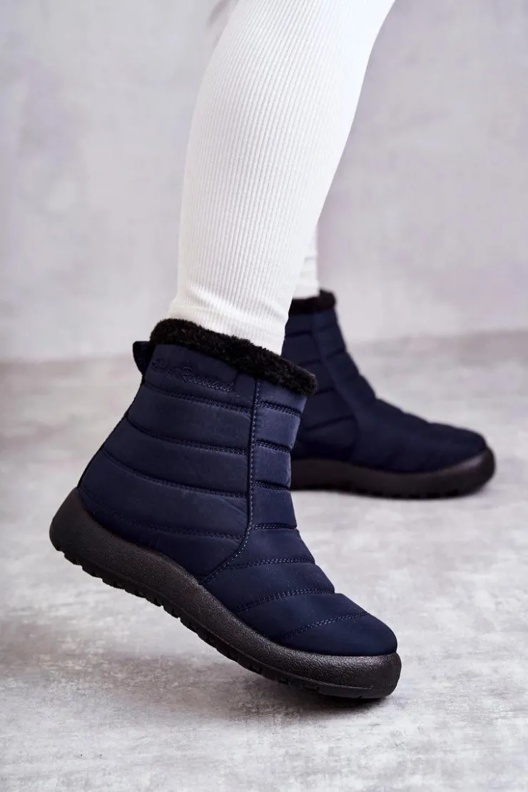 New Evento Damskie Ocieplane Śniegowce Granatowe Mezyss Niebieski