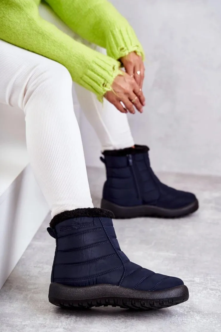 New Evento Damskie Ocieplane Śniegowce Granatowe Mezyss Niebieski