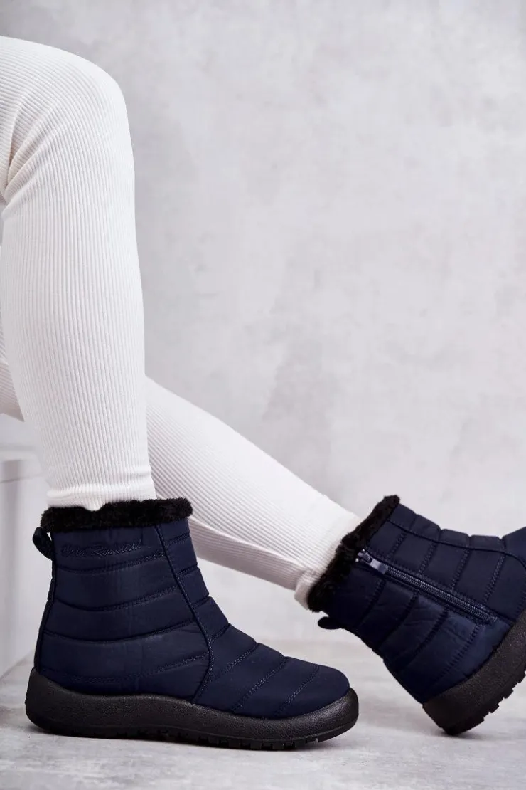 New Evento Damskie Ocieplane Śniegowce Granatowe Mezyss Niebieski