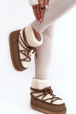 Damskie Boto Damskie Ocieplane Śniegowce Brązowe Rohes