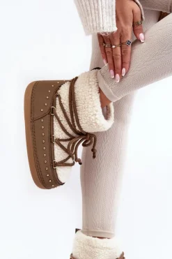 Damskie Boto Damskie Ocieplane Śniegowce Brązowe Rohes