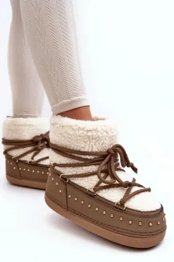 Damskie Boto Damskie Ocieplane Śniegowce Brązowe Rohes