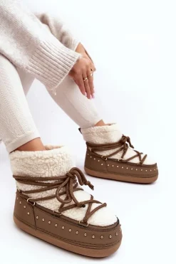 Damskie Boto Damskie Ocieplane Śniegowce Brązowe Rohes