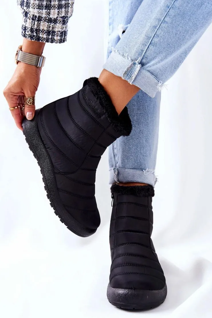 New Evento Damskie Ocieplane Śniegowce Czarne Mezyss Czarny