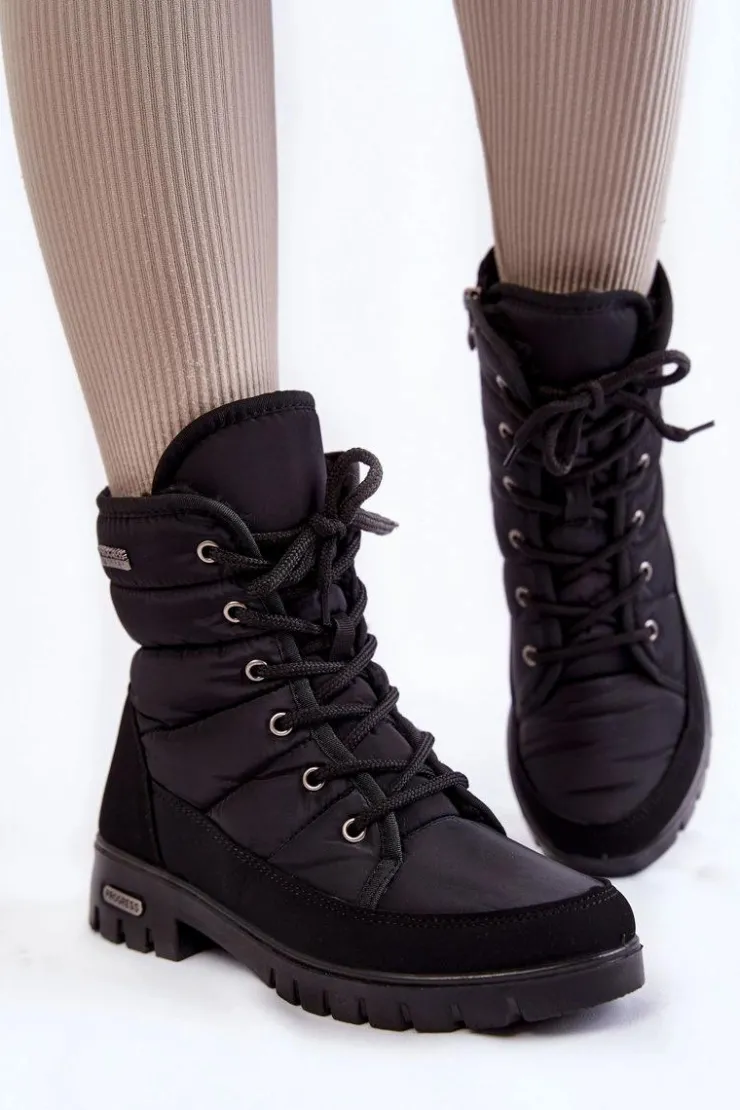 Outlet Boto Damskie Ocieplane Śniegowce Progress PROGJ-21-14 Czarne