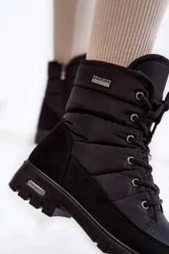 Outlet Boto Damskie Ocieplane Śniegowce Progress PROGJ-21-14 Czarne