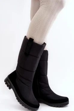 Boto Śniegowce Damskie|Kozaki Płaskie*Damskie Ocieplane Śniegowce Progress PROGJ-22-136 Czarne