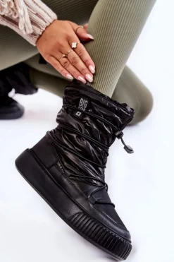 Damskie Big Star Shoes Damskie Ocieplane Śniegowce Big Star KK274193 Czarne