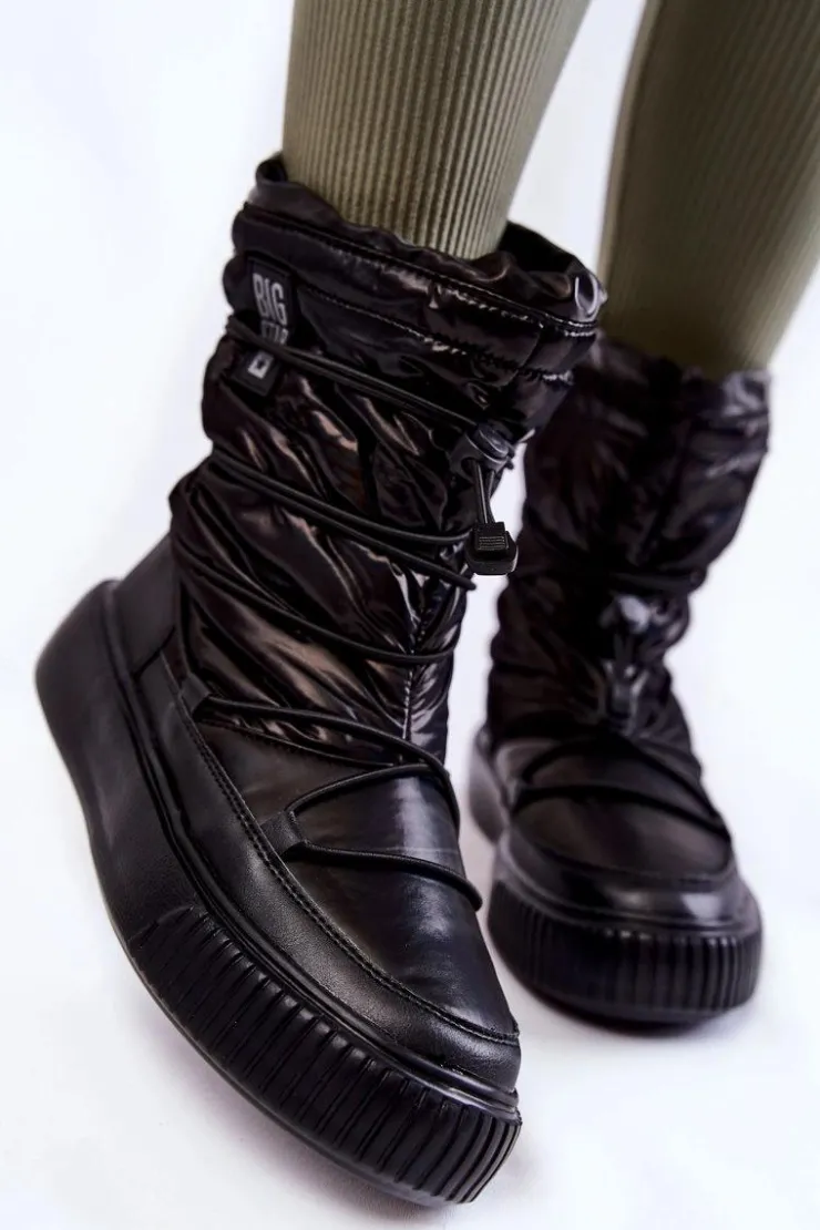 Damskie Big Star Shoes Damskie Ocieplane Śniegowce Big Star KK274193 Czarne