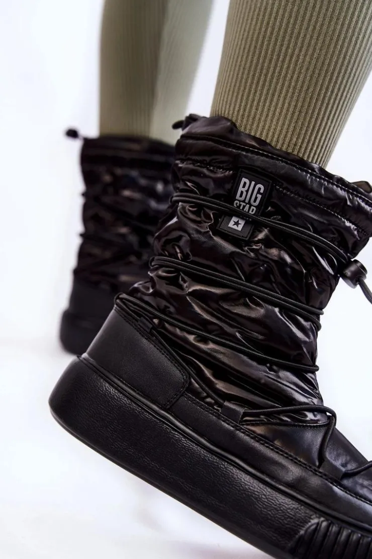 Damskie Big Star Shoes Damskie Ocieplane Śniegowce Big Star KK274193 Czarne