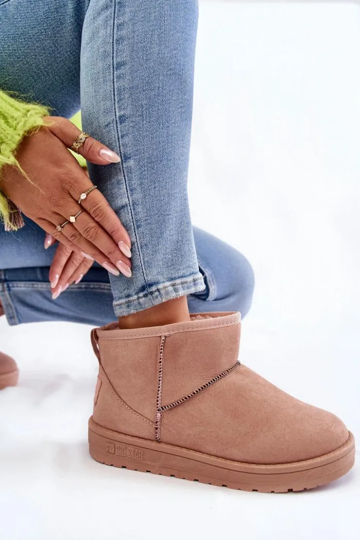 Damskie Big Star Shoes Damskie Ocieplane Śniegowce Big Star KK274293 Jasnoróżowe