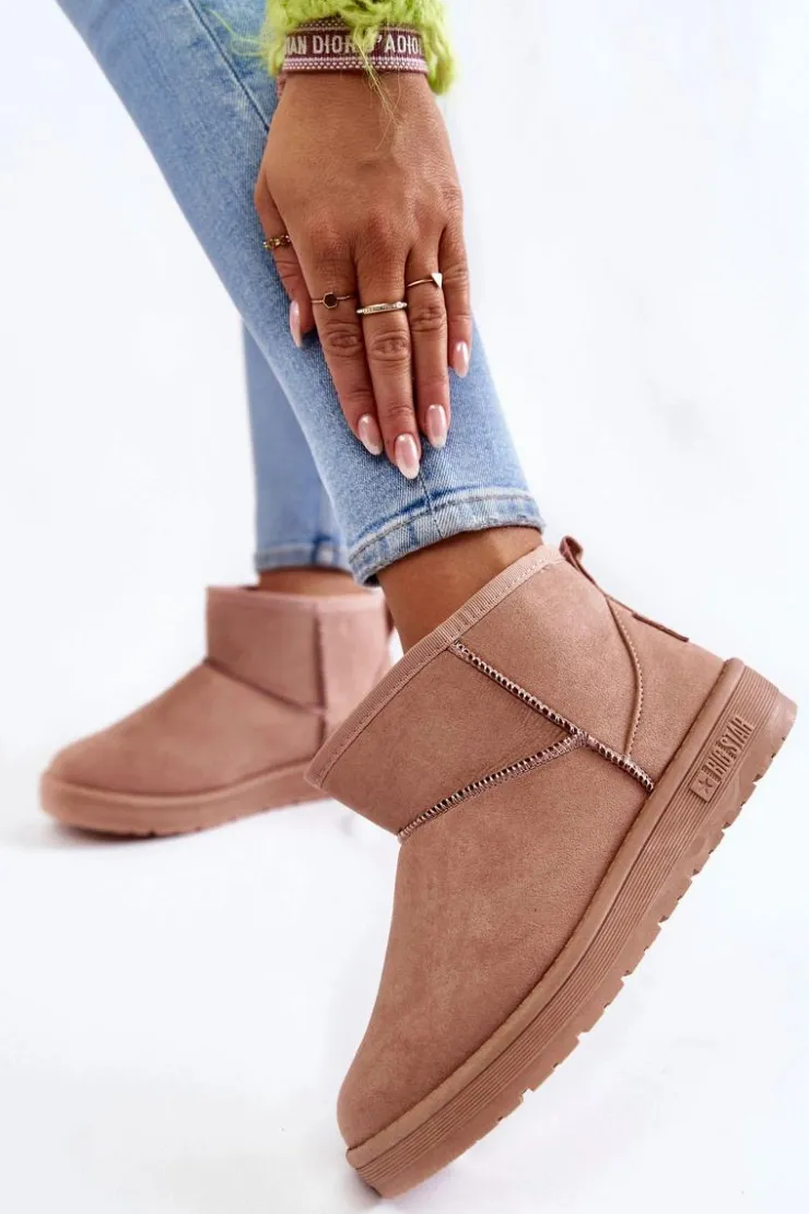 Damskie Big Star Shoes Damskie Ocieplane Śniegowce Big Star KK274293 Jasnoróżowe