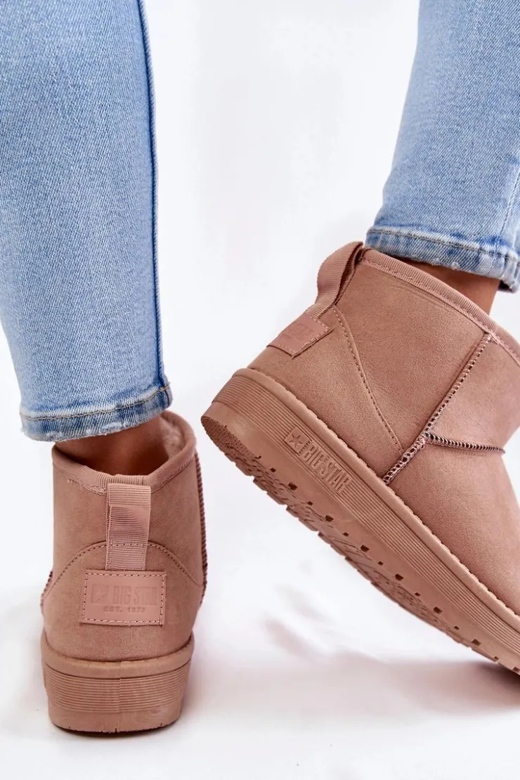 Damskie Big Star Shoes Damskie Ocieplane Śniegowce Big Star KK274293 Jasnoróżowe