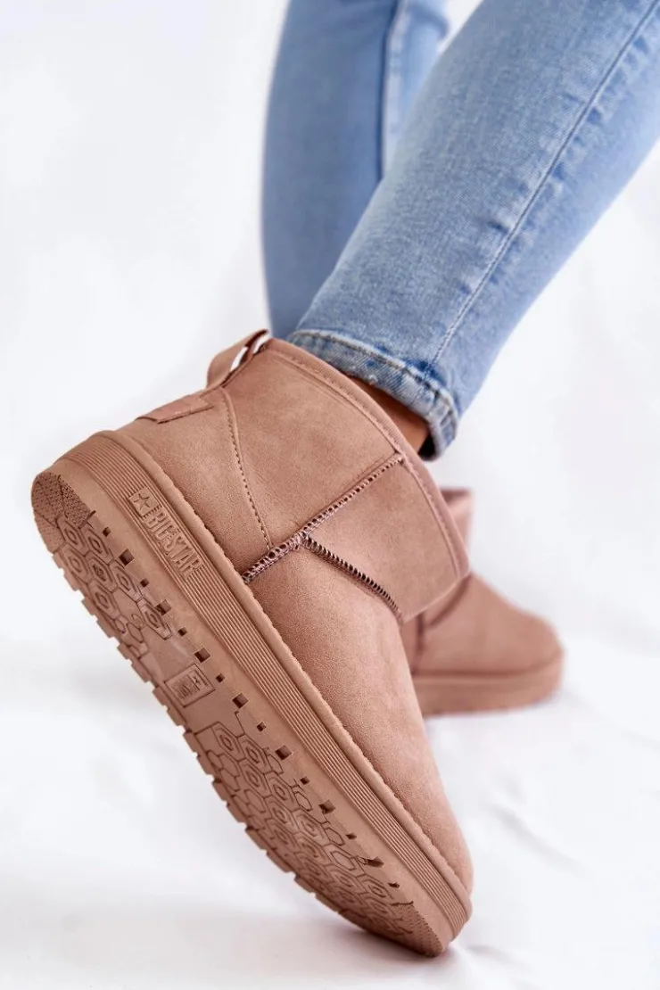 Damskie Big Star Shoes Damskie Ocieplane Śniegowce Big Star KK274293 Jasnoróżowe