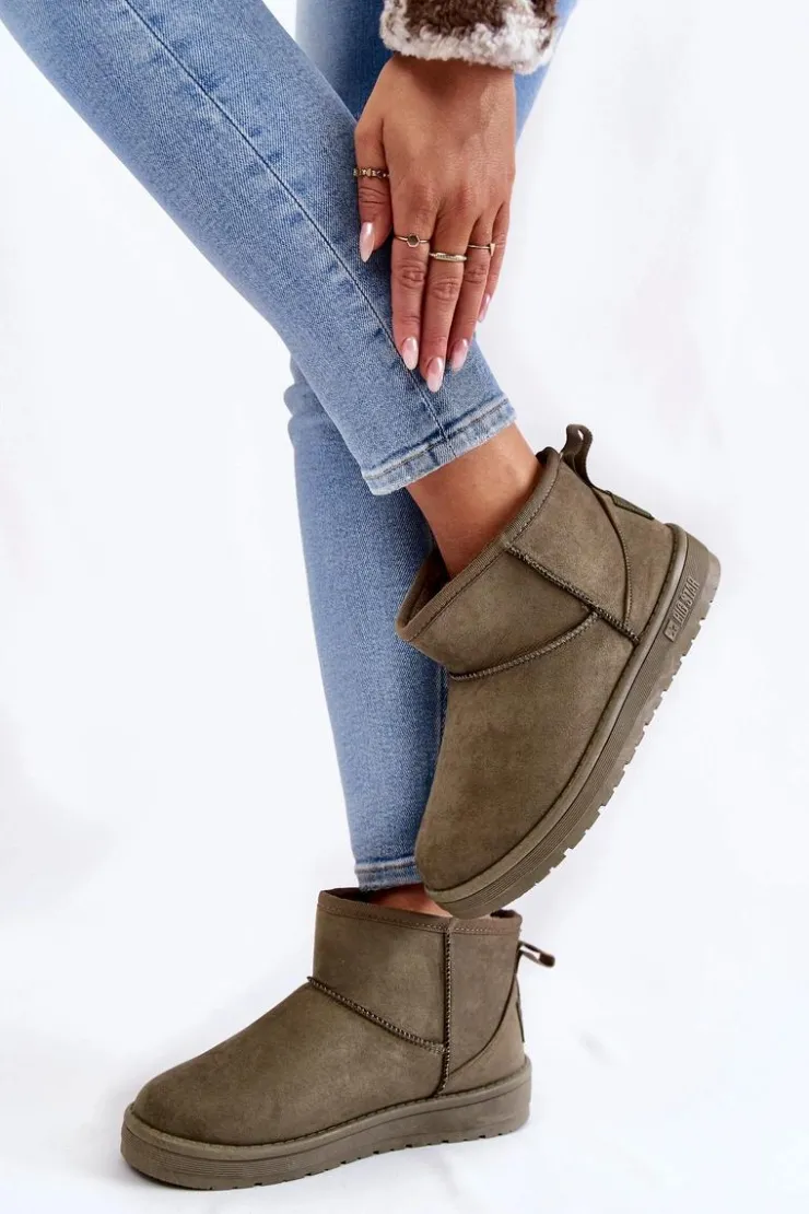Best Big Star Shoes Damskie Ocieplane Śniegowce Big Star KK274292 Khaki
