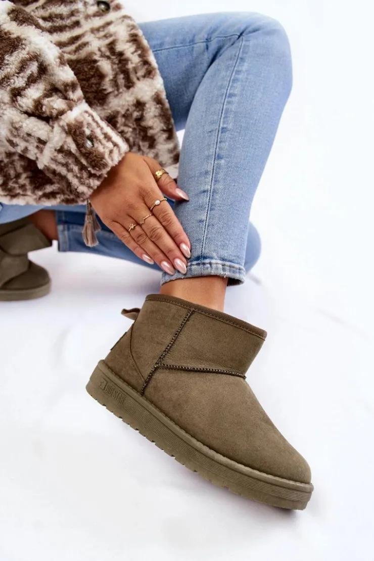 Best Big Star Shoes Damskie Ocieplane Śniegowce Big Star KK274292 Khaki